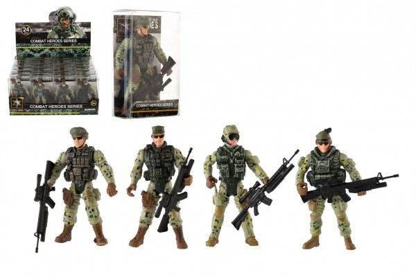Figurka żołnierza z bronią plastik 10cm mix typów w plastikowym pudełku 6x11x3cm 24szt w pudełku