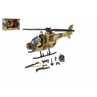 Helikopter/helikopter wojskowy z żołnierzem plastik z akcesoriami w pudełku 27x18x11,5cm