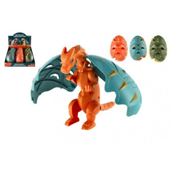 Dinosaurus/Drak vajíčko plast 10x14cm na baterie se světlem 3 barvy 9ks v boxu