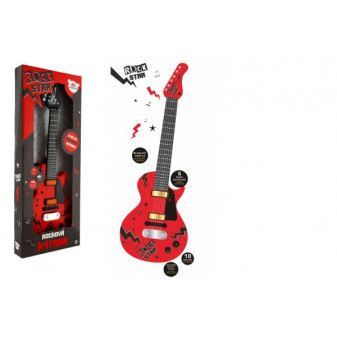 Gitara elektryczna ROCK STAR plastik 58cm na baterie z dźwiękiem, światło w pudełku 24x62x5.5cm