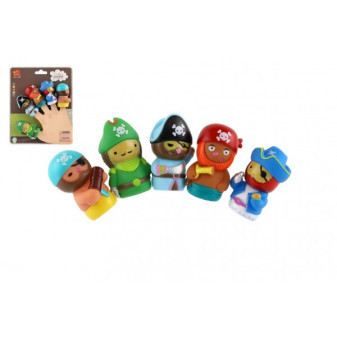 Maňásek prstový piráti 5ks guma 6cm na kartě 16,5x20cm