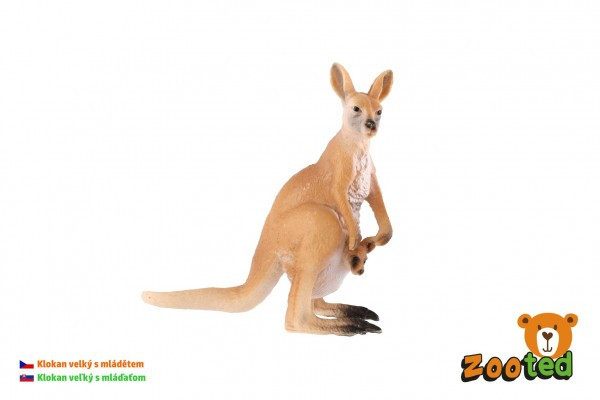 Duży kangur z niemowlakiem 11cm zooted plastik w torbie