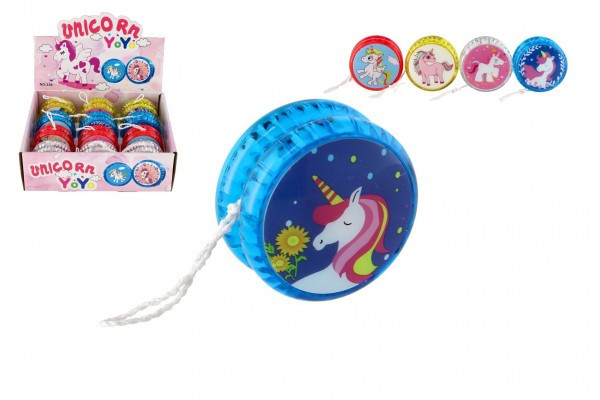 Yo-yo jednorożec świecący plastik 5,5 cm na baterie 4 kolory 12 szt. w kartonie