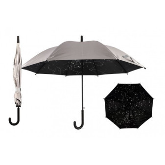 Parasol strzelający gwiaździstym niebem 70 cm metal/plastik srebrny w torbie