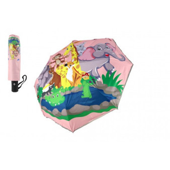 Składany parasol Zwierzęta materiał/metal 28cm różowy w torbie