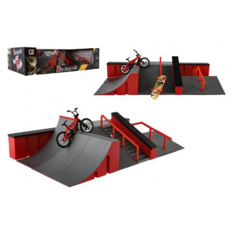 Skatepark - rampy, finger wheel, plastikowa deskorolka fingerboard w pudełku 44x12x25cm