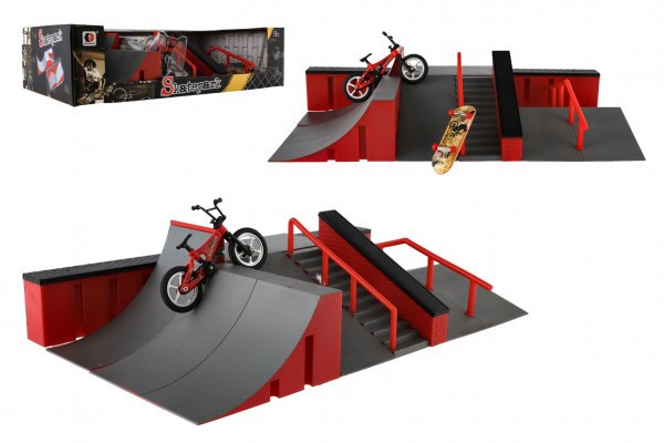 Skatepark - rampy, finger wheel, plastikowa deskorolka fingerboard w pudełku 44x12x25cm
