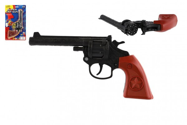 Rewolwer/pistolet na kapsułki 8 naboi plastikowy 20cm na karcie 15x25x3cm