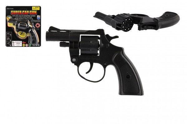 Rewolwer/pistolet na kapsułki 8 naboi plastikowy 13cm na karcie 15x18x2cm