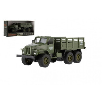 Ciężarówka wojskowa plastikowa 17cm do swobodnego jazdy w pudełku 20x10x7cm