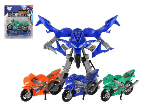 Transformator motocykl/robot plastikowy 15cm 3 kolory na karcie