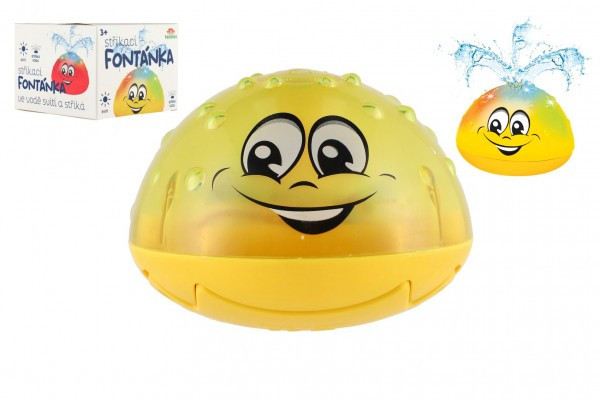 Zabawka wodna Fontanna w sprayu plastikowa 10cm żółta na baterie z lampką w pudełku 11x11x8cm