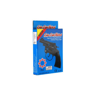 Rewolwer/pistolet na kapsułki 8 strzałów plastikowy 13cm w pudełku 9,5x16x2,5cm