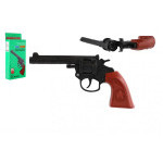 Rewolwer/pistolet na kapsułki 8 naboi plastikowy 20cm w pudełku 11,5x23x3,5cm