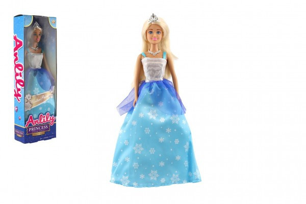 Bábika princezná Anlily plast 28cm modrá v krabici 10x32x5cm