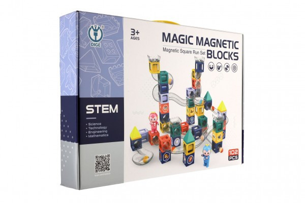 Magnetyczny tor kulkowy z plastikowymi figurkami 102 szt. w pudełku 49x35x9cm
