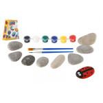 Malowanie na kamieniach/kamyczkach farbami i pędzlami w pudełku 14x15,5x4,5cm