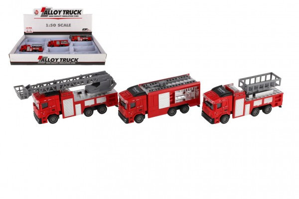 Wóz strażacki plastikowy 13-16cm do chowania 3 rodzaje 12 szt. w kartonie