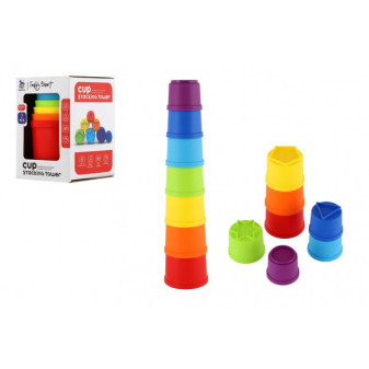 Puzzle kolorowe Wieża/Piramida 7 szt. Plastik w pudełku 7x10x7cm 18m+