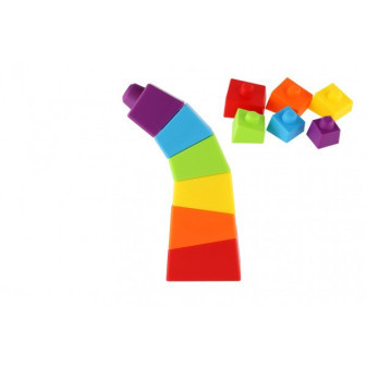 Wieża/Piramida ukośne kolorowe puzzle do układania w stosy 6 sztuk plastik w pudełku 8x21x8cm 18m+