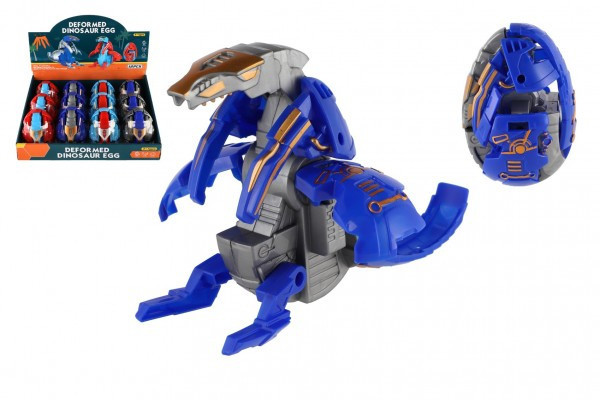 Dinosaurus/robot skladacie vajcia plast 11cm vo fólii 4 farby 12ks v boxe