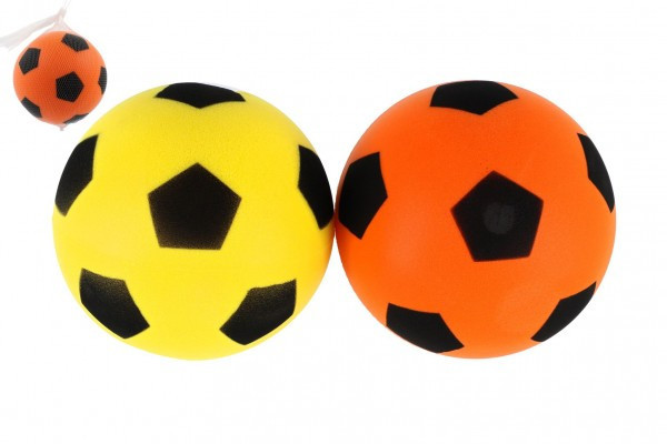 Míč pěnový fotbalový 18cm 2 barvy v síťce