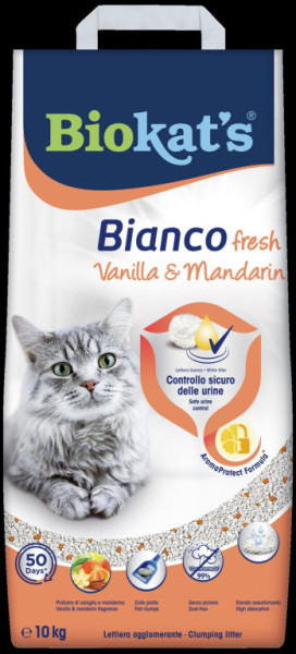 Podstielka BIOKATS BIANCO FRESH vanilka a mandarínka 10KG