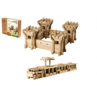 Zestaw budowlany drewniany zamek 282 sztuk w pudełku 38x30,5x7cm