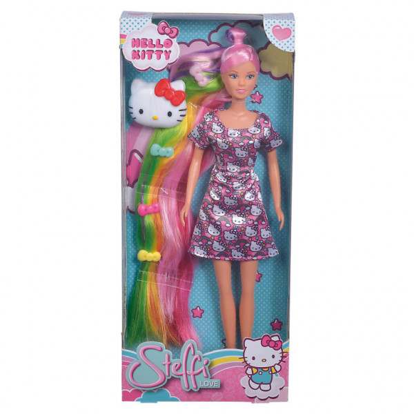 Lalka Steffi Hello Kitty z tęczowymi włosami