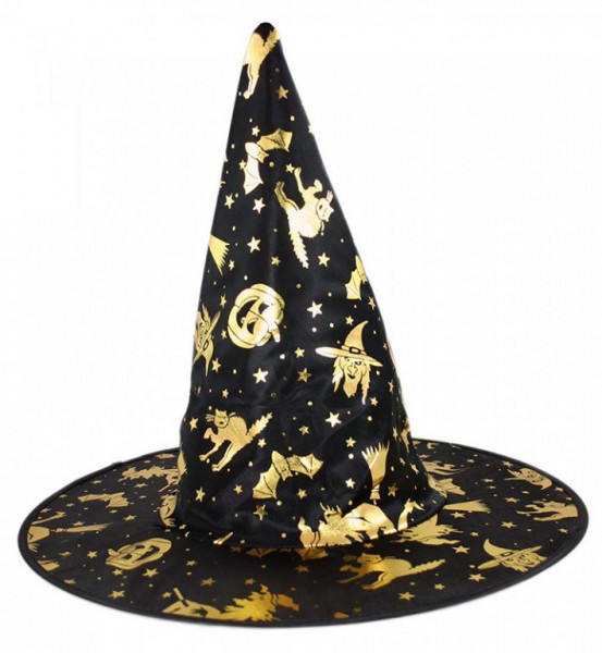 Detský klobúk čarodejnice zlatý dekor