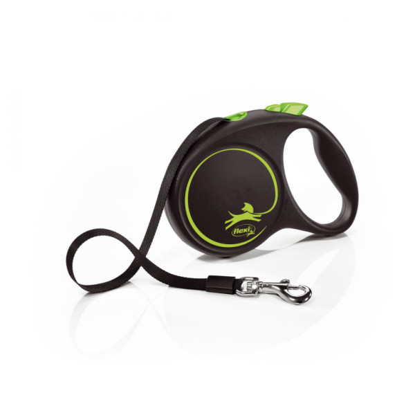 Flexi New Black Design M páska 5m/25 kg zelene