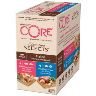 Konzerva Wellness Core Cat Selects Flaked Multipack 632g
