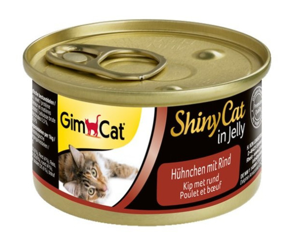 Konzerva SHINY CAT kuře s hovězím 70g