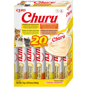 Churu cat masové pyré mix - kuře, hovězí 280g