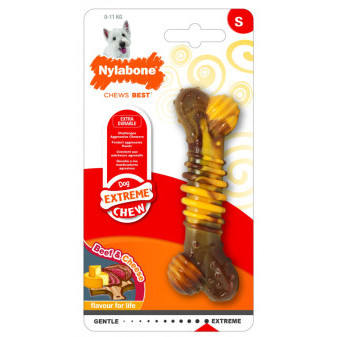 Nylabone hračka Extreme kost příchuť hovězí a sýr S