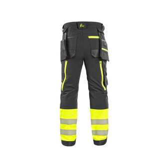 Kalhoty CXS NAOS HV, pánské, černo-žlutá Hi-Vis, reflexní pruhy