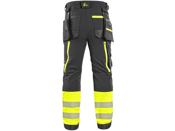 Kalhoty CXS NAOS HV, pánské, černo-žlutá Hi-Vis, reflexní pruhy, vel. 48