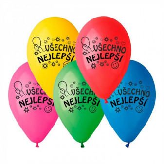 Balonek /Balonky nafukovací 10'' průměr 26cm Všechno nejlepší 10ks v sáčku