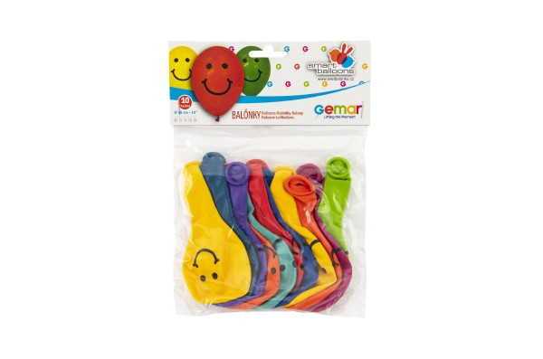 Nadmuchiwany Balon/Balony 10' nadruk Smile 10cm 10 szt. w woreczku karnawał