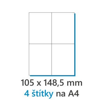 Etykieta 105x148mm / 100 szt. A4 biała 1/4