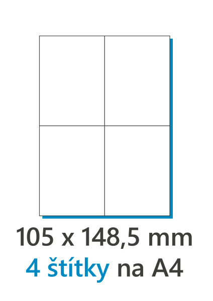 Etiketa 105x148mm /100ks A4 biela 1/4