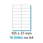Etiketa 105x37mm/100ks, A4 bílá, Labels 1/16