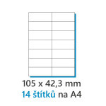 Etykieta 105x42,3mm/100szt A4 biała 1/14