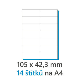 Etykieta 105x42,3mm/100szt A4 biała 1/14