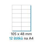 Etiketa 105x48mm/100ks A4 biela, Labels 1/12