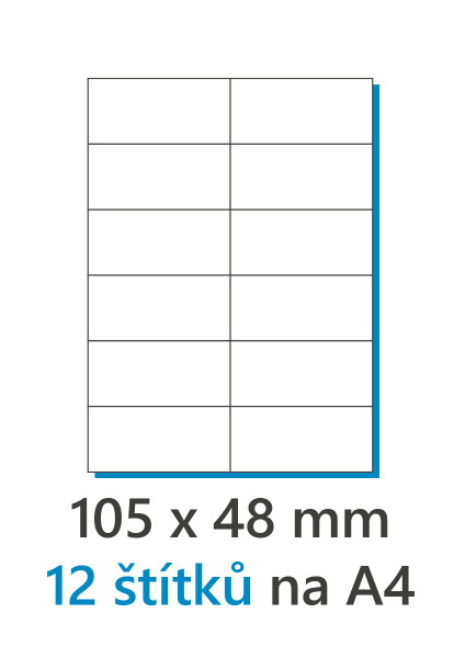 Etykieta 105x48mm/100 szt. A4 biała, Etykiety 1/12