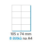 Etiketa 105x74mm/100ks biela, Labels 1/8