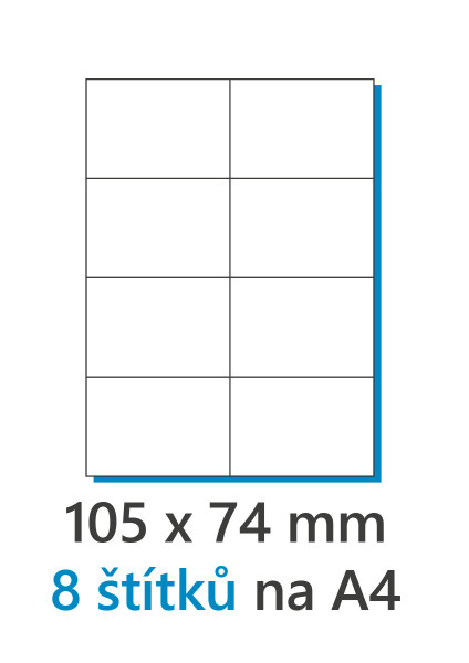 Etiketa 105x74mm/100ks biela, Labels 1/8