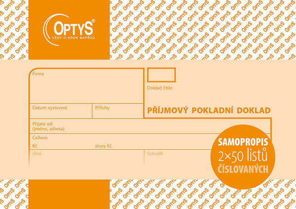 OP 1081 Príjmový pokladničný doklad číslovaný samopropisovací A6 2 x 50 listov