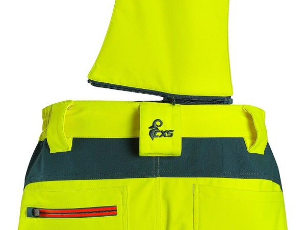 Kalhoty CXS BEDFORD, výstražné, pánské, softshell, žluto-petrolová, vel. 50